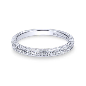 Gabriel & Co. 14k White Gold Victorian Diamond Wedding Band