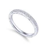 Gabriel & Co. 14k White Gold Victorian Diamond Wedding Band