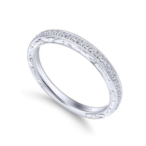 Gabriel & Co. 14k White Gold Victorian Diamond Wedding Band