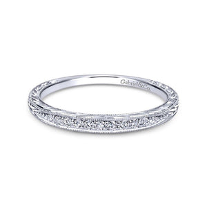 Gabriel & Co. 14k White Gold Victorian Diamond Wedding Band