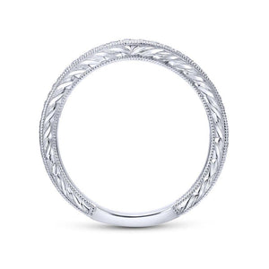 Gabriel & Co. 14k White Gold Victorian Curved Wedding Band