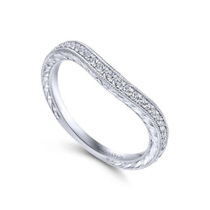 Gabriel & Co. 14k White Gold Victorian Curved Wedding Band