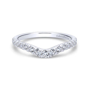 Gabriel & Co. 14k White Gold Contemporary Curved Wedding Band