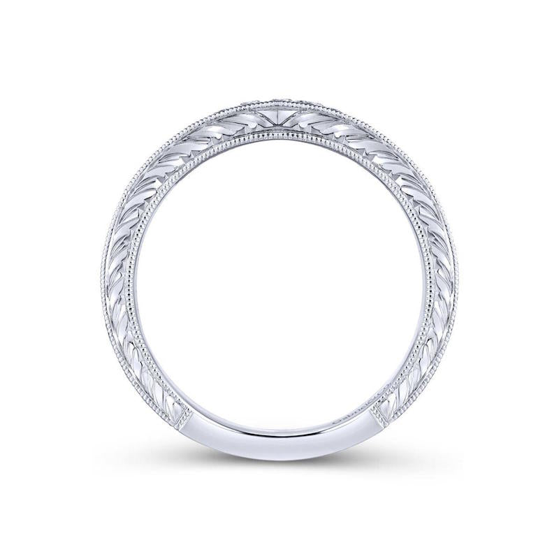 Gabriel & Co. 14k White Gold Victorian Curved Wedding Band