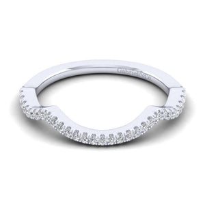 Gabriel & Co. 14k White Gold Contemporary Curved Wedding Band