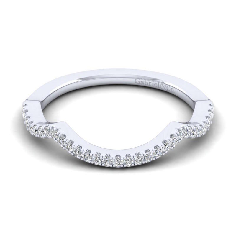 Gabriel & Co. 14k White Gold Contemporary Curved Wedding Band