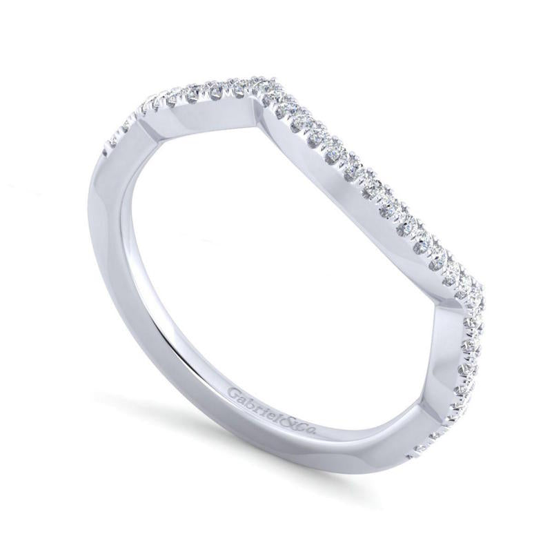 Gabriel & Co. 14k White Gold Contemporary Curved Wedding Band