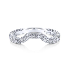 Gabriel & Co. 14k White Gold Victorian Curved Wedding Band