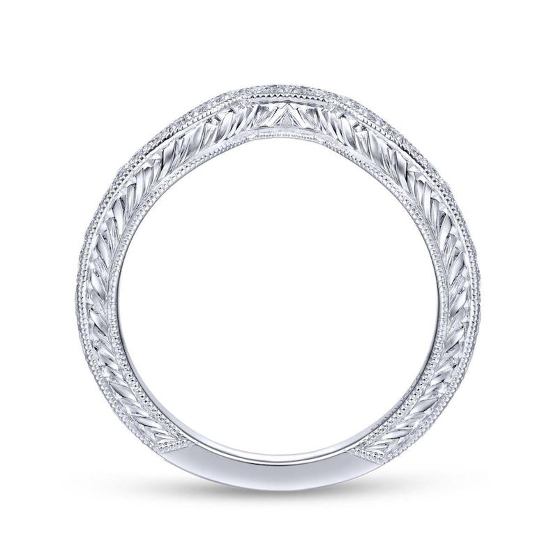 Gabriel & Co. 14k White Gold Victorian Curved Wedding Band