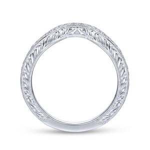 Gabriel & Co. 14k White Gold Victorian Curved Wedding Band