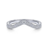 Gabriel & Co. 14k White Gold Victorian Curved Wedding Band