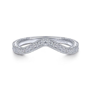 Gabriel & Co. 14k White Gold Victorian Curved Wedding Band