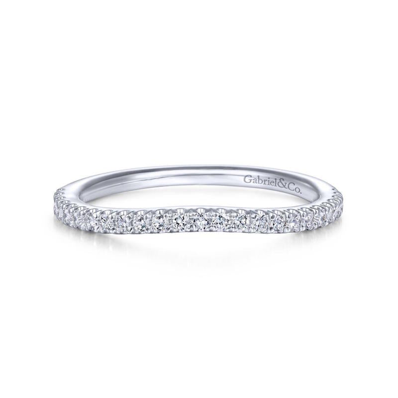 Gabriel & Co. 14k White Gold Contemporary Curved Wedding Band