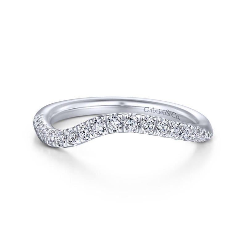 Gabriel & Co. 14k White Gold Contemporary Curved Wedding Band