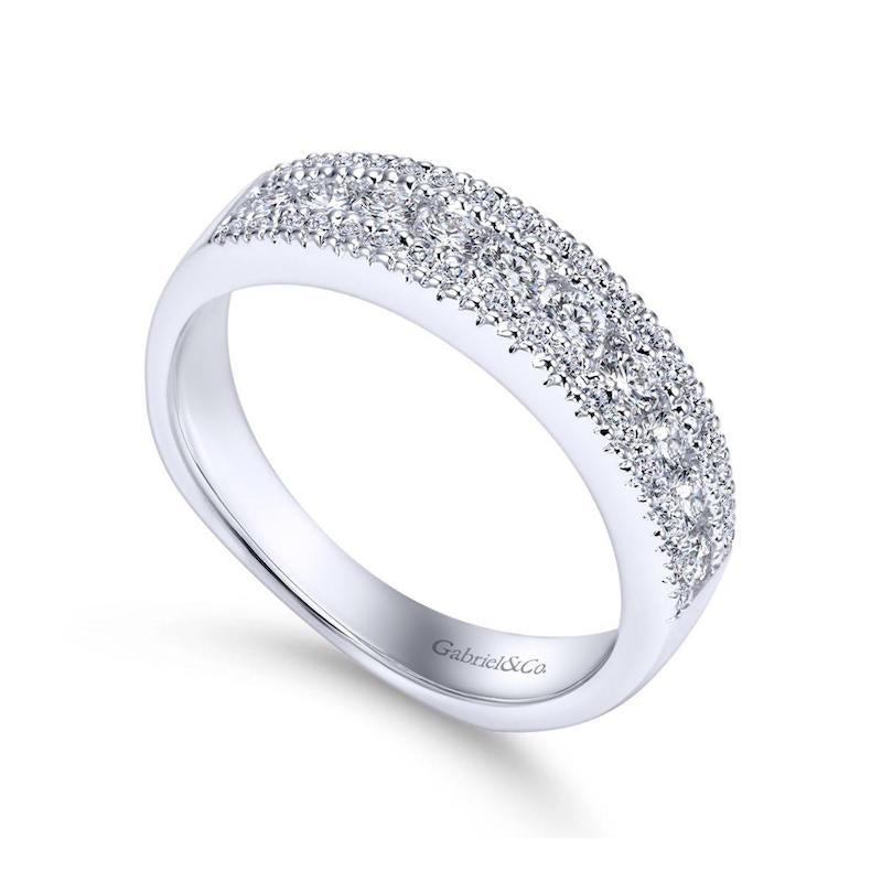 Gabriel & Co. 14k White Gold Contemporary Diamond Wedding Band