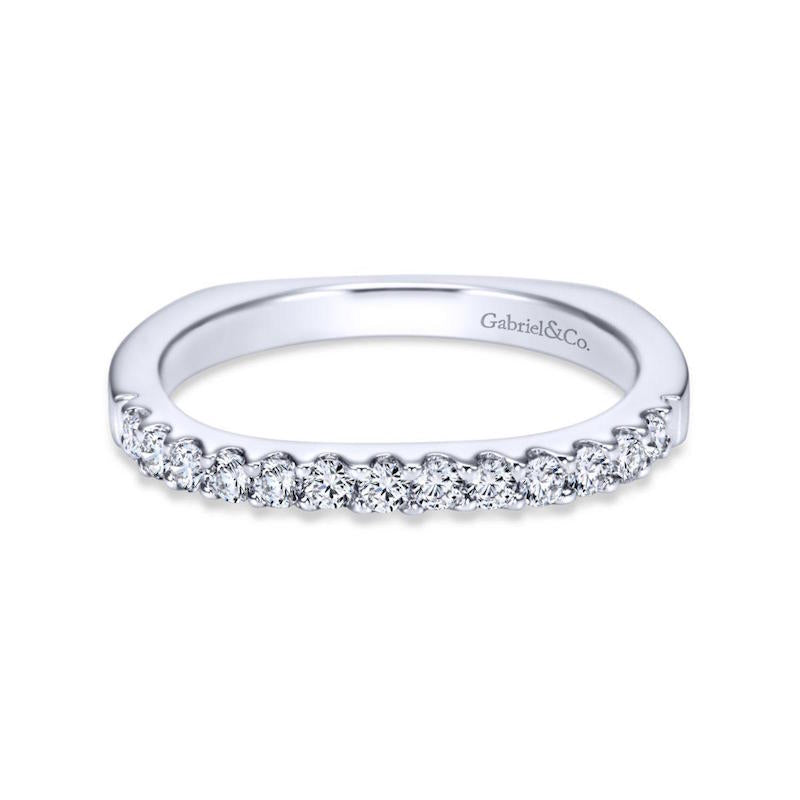 Gabriel & Co. 14k White Gold Contemporary Curved Wedding Band