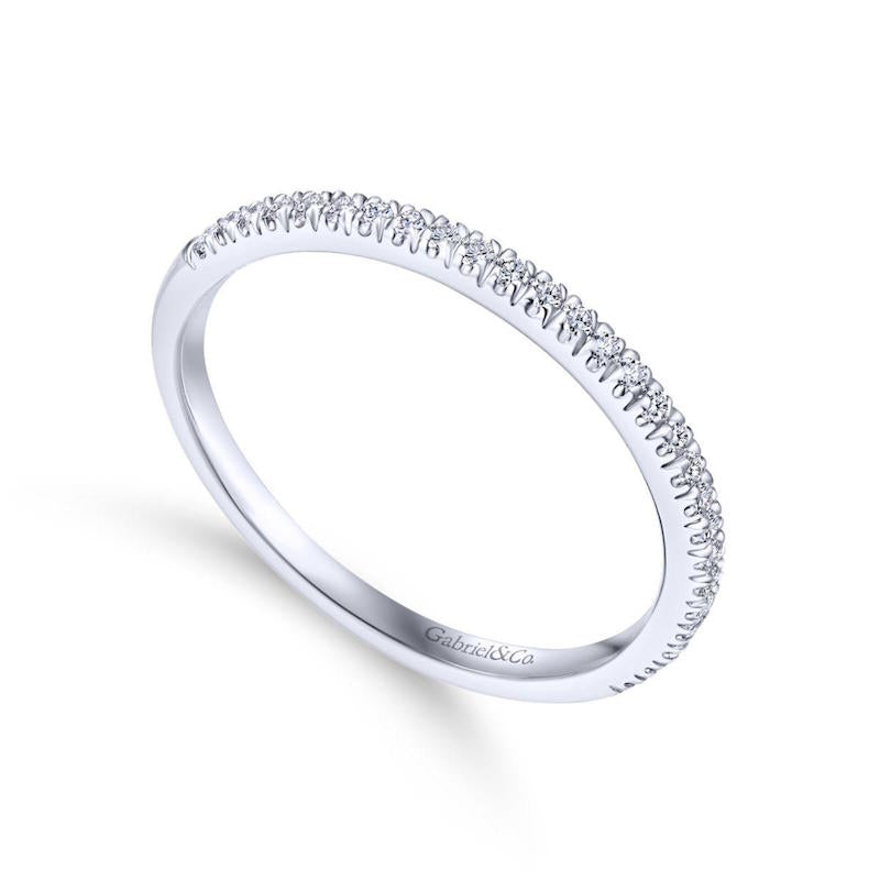 Gabriel & Co. 14k White Gold Contemporary Curved Wedding Band