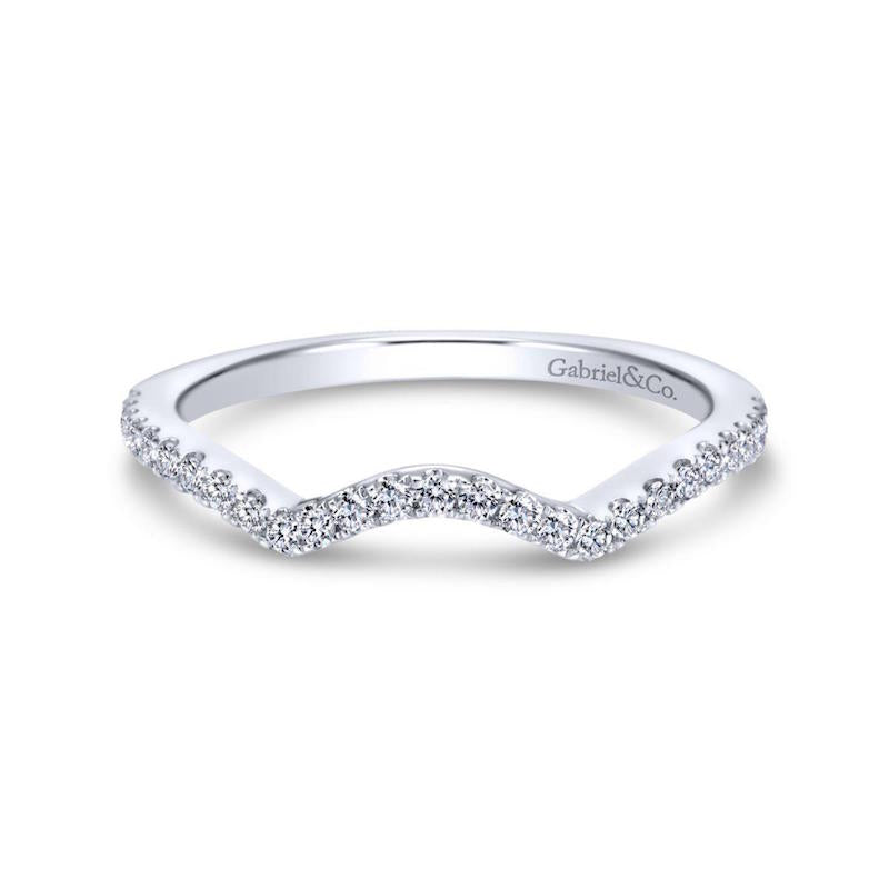 Gabriel & Co. 14k White Gold Contemporary Curved Wedding Band