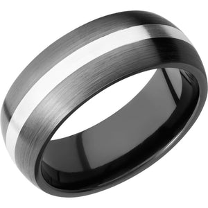 Lashbrook Black & White Zirconium 8mm Men's Wedding Band