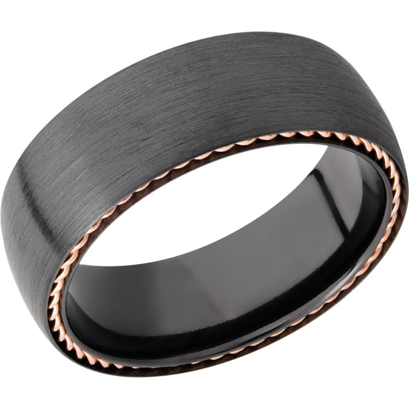 Lashbrook Black & Rose Zirconium 8mm Men's Wedding Band