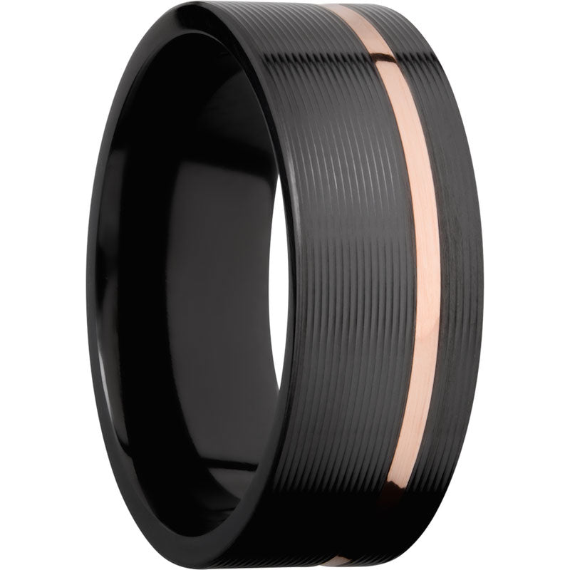 Lashbrook Black & Rose Zirconium 8mm Men's Wedding Band