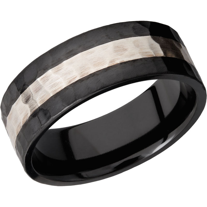 Lashbrook Black & White Zirconium 8mm Men's Wedding Band