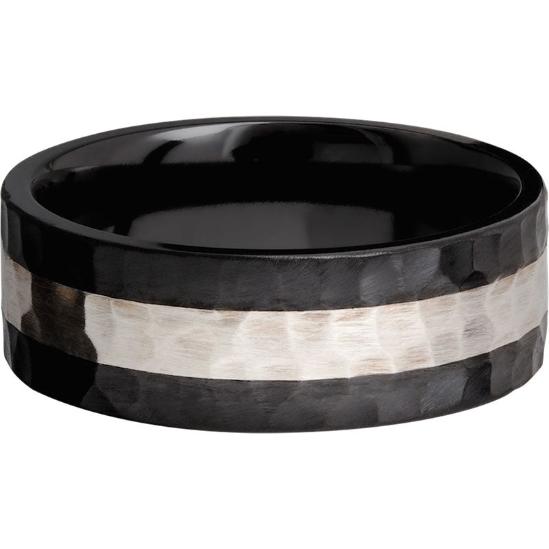 Lashbrook Black & White Zirconium 8mm Men's Wedding Band