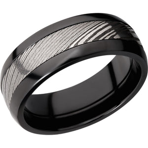 Lashbrook Black & White Zirconium 8mm Men's Wedding Band