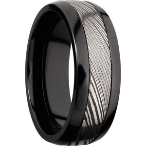 Lashbrook Black & White Zirconium 8mm Men's Wedding Band