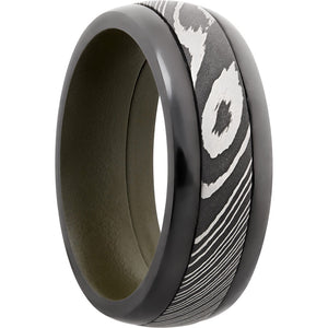 Lashbrook Black & White Damascus Steel 8mm Men's Wedding Band