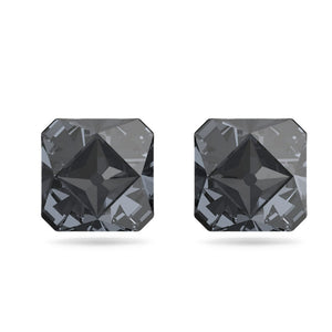 Swarovski Ortyx Stud Earrings, Pyramid Cut, Gray, Ruthenium Plated