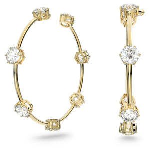 Swarovski Constella Hoop Earrings, Round Cut, White, ShinyÃ‚Â Gold-Tone Plated