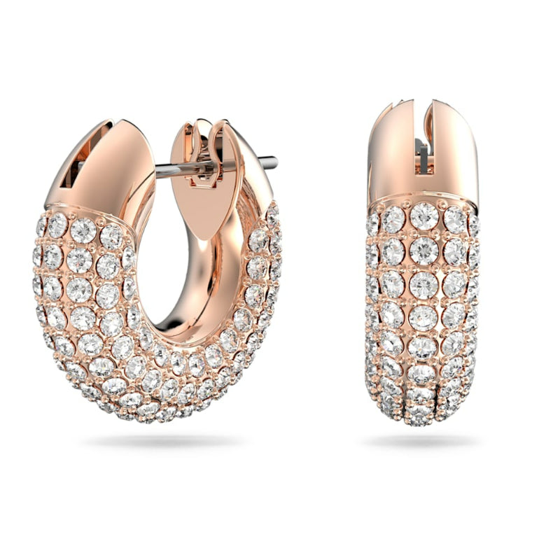 Swarovski Dextera Hoop Earrings, Pave, Small, White, Rose Gold-Tone Plated