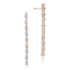 Tacori Pear Diamond Drop Earrings in 18k Rose Gold