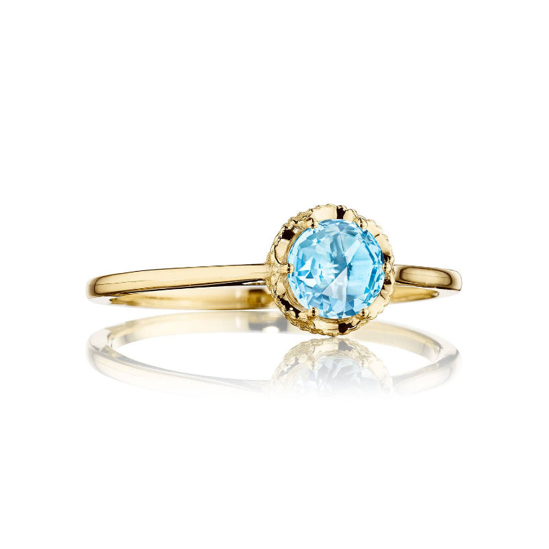 Tacori Petite Crescent Crown Gem Ring featuring Sky Blue Topaz
