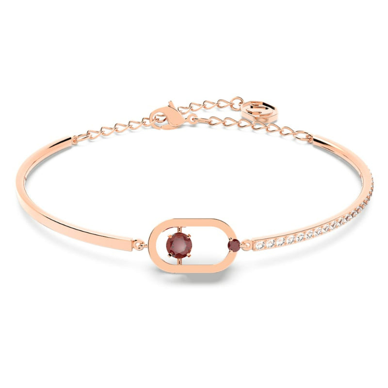 Swarovski Sparkling Dance Oval Bracelet, Round Cut, Red, Rose Gold-Tone Plated